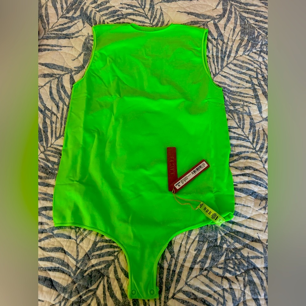 SKIMS neon green bodysuit